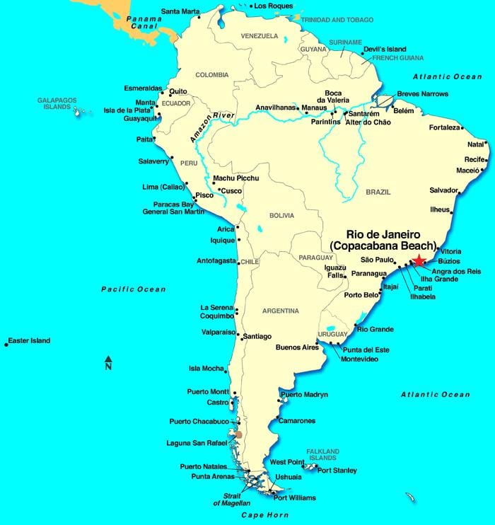 Rio de Janeiro hartë amerikën e jugut