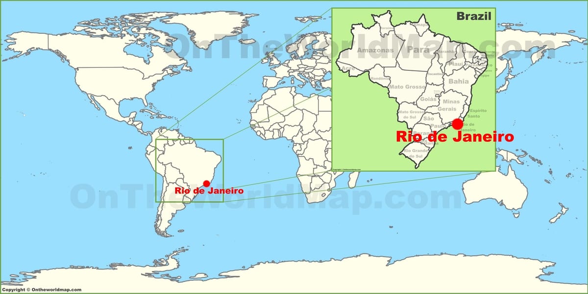 ku është Rio de Janeiro të vendosura në hartë të botës